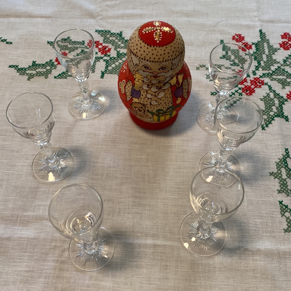 Set of 6 Hawkes Signed Antique Crystal Cordial Glasses Mint Condition